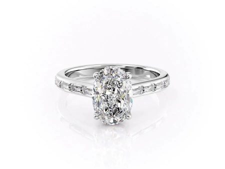 The Monica Set With A 2 Carat Oval Lab Diamond For Sale