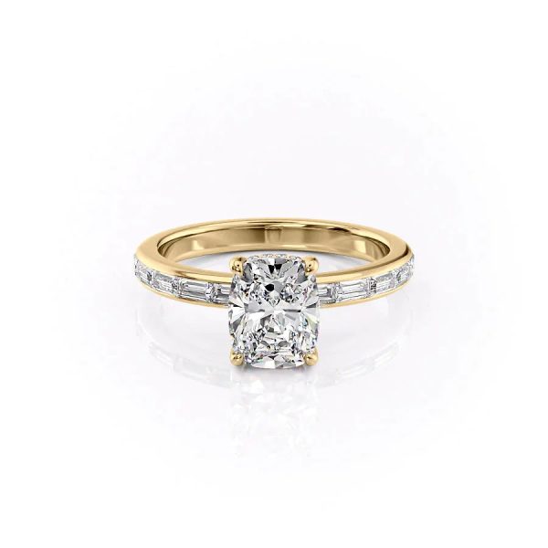 The Jennifer Set With A 2.5 Carat Elongated Cushion Lab Diamond For Discount