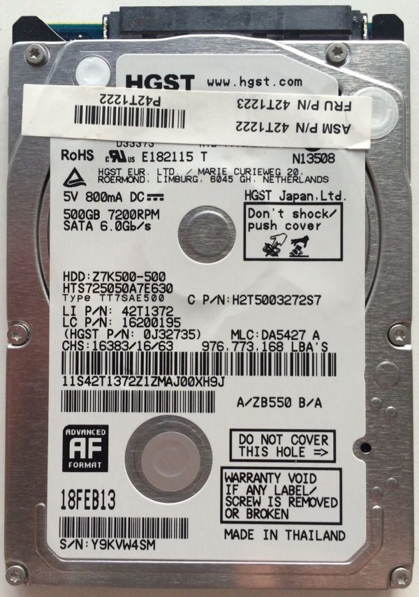 Orig. Lenovo 500GB-7200 2,5  7mm Festplatte SATA3 6GB f. T530 T540 X230 T430 ... Cheap