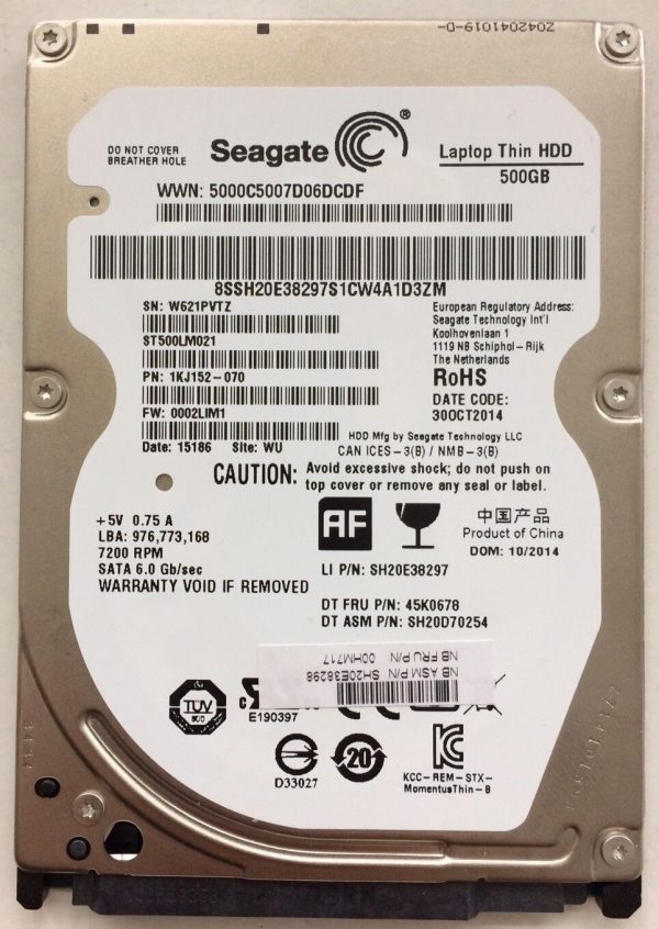 Orig. Lenovo 500GB-7200 2,5  7mm Seagate Thin SATA3 6GB f. T530 T540 X240 T430 . Online