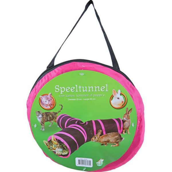 Speeltunnel nylon  Y  model 85x25 cm, zwart roze. Fashion