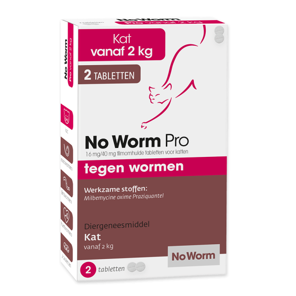 Ontworming Wormmiddelen No Worm Pro Kat vanaf 2kg  2   4 Tabletten Online now