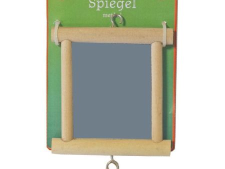 Vogelspeelgoed Vierkante spiegel met houten omlijsting. Discount