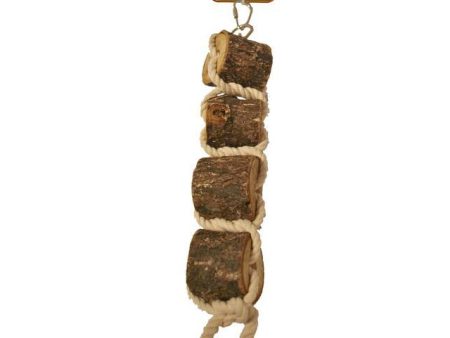 Vogelspeelgoed hout 4x klos met touw, 26 cm. Cheap